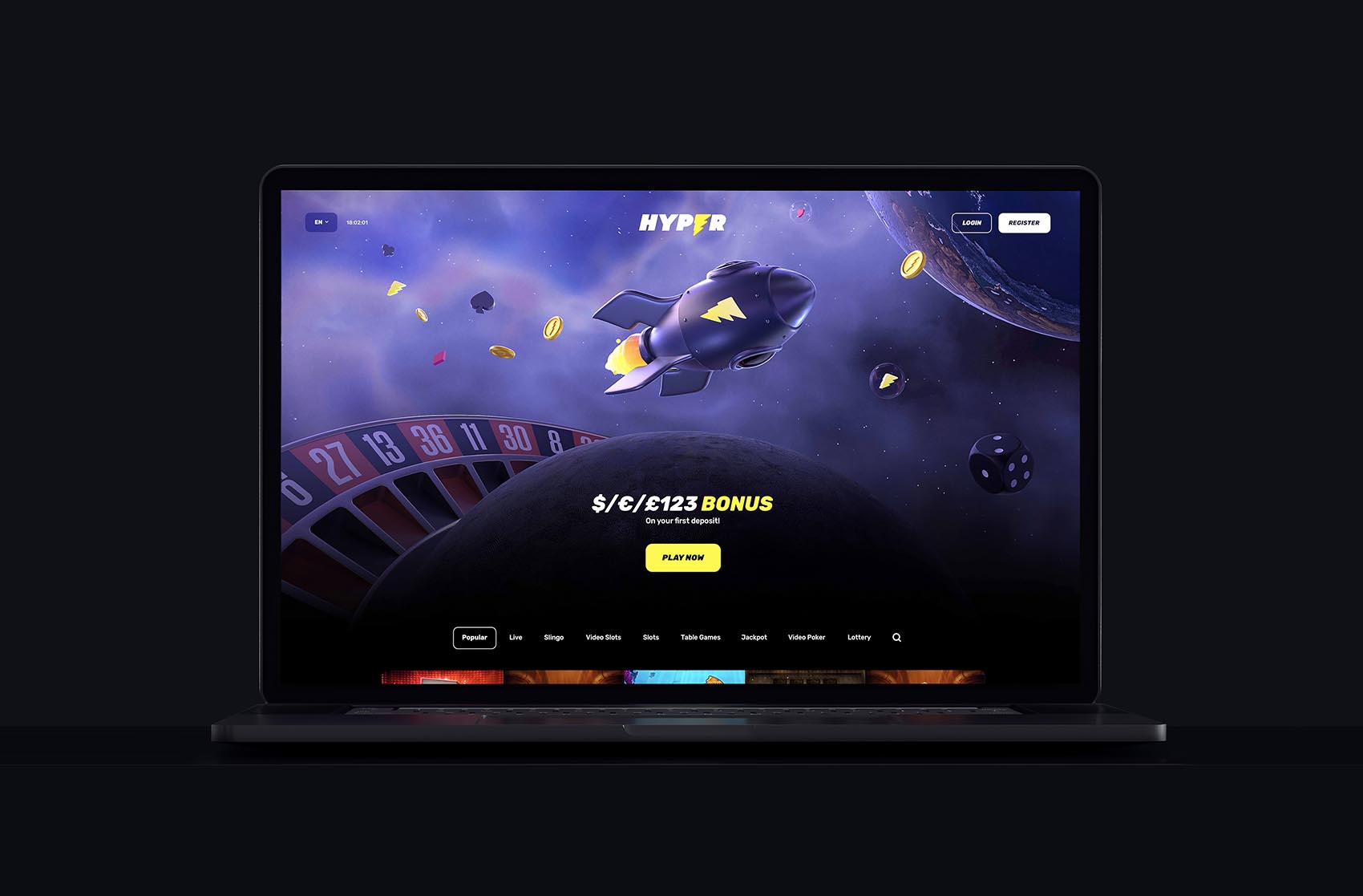 Casino design for Hyper Casino by iGaming Studio