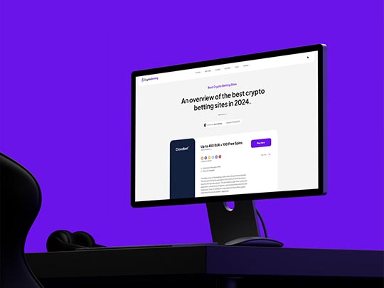 Hero image of CryptoBetting.com on a large display