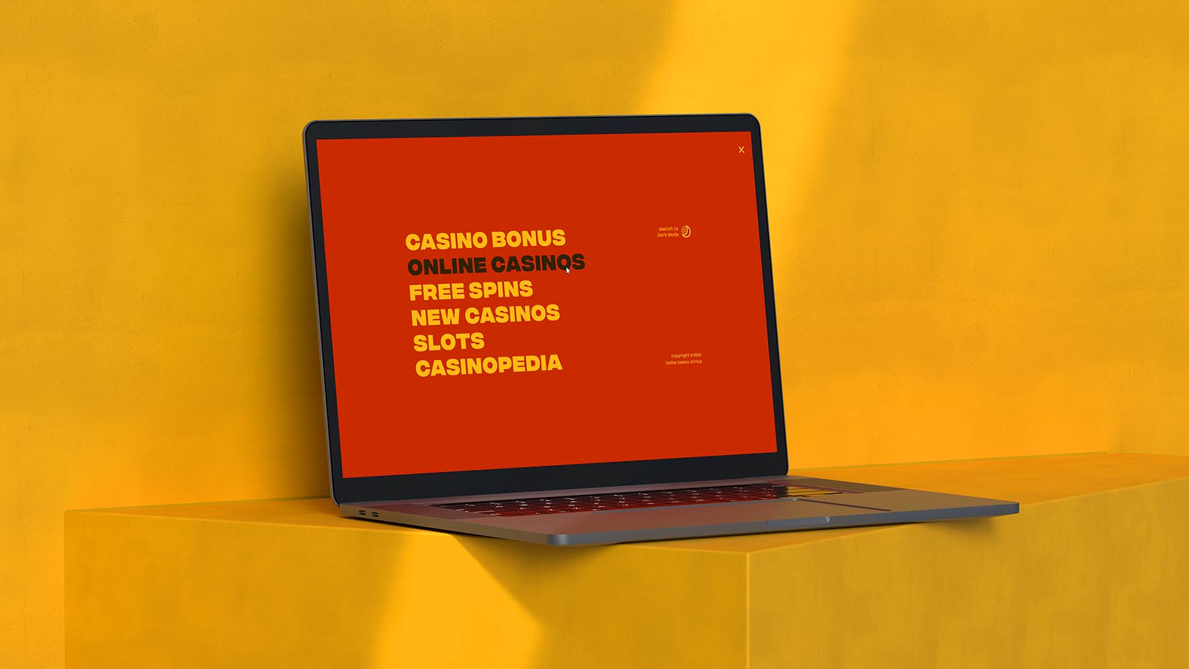 Online Casino Africa website menu on a laptop