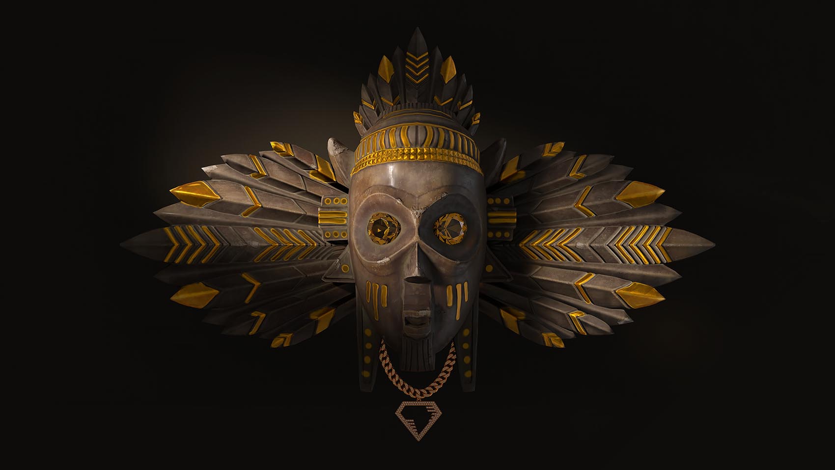 Online Casino Africa's mascot, an african mask with iced out jewelry.