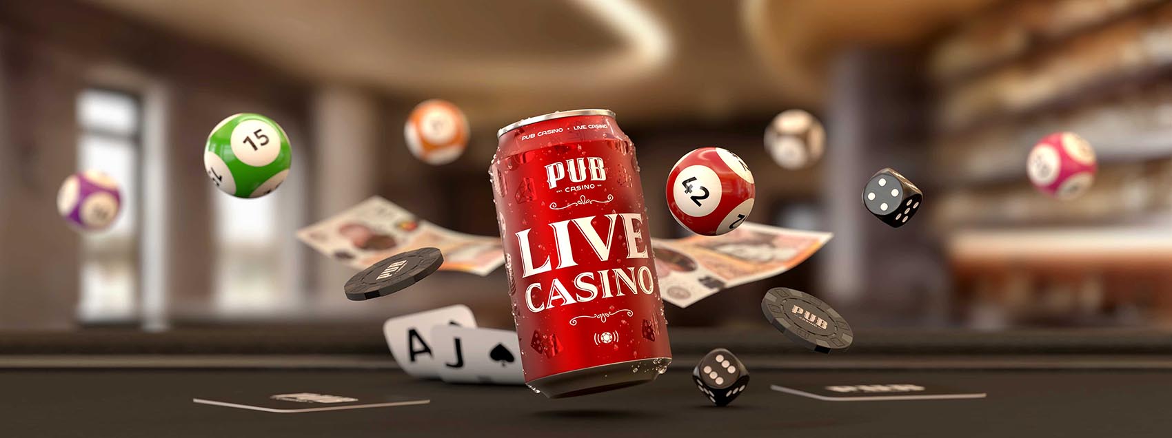 Pub Casino illustration for its Live Casino Page