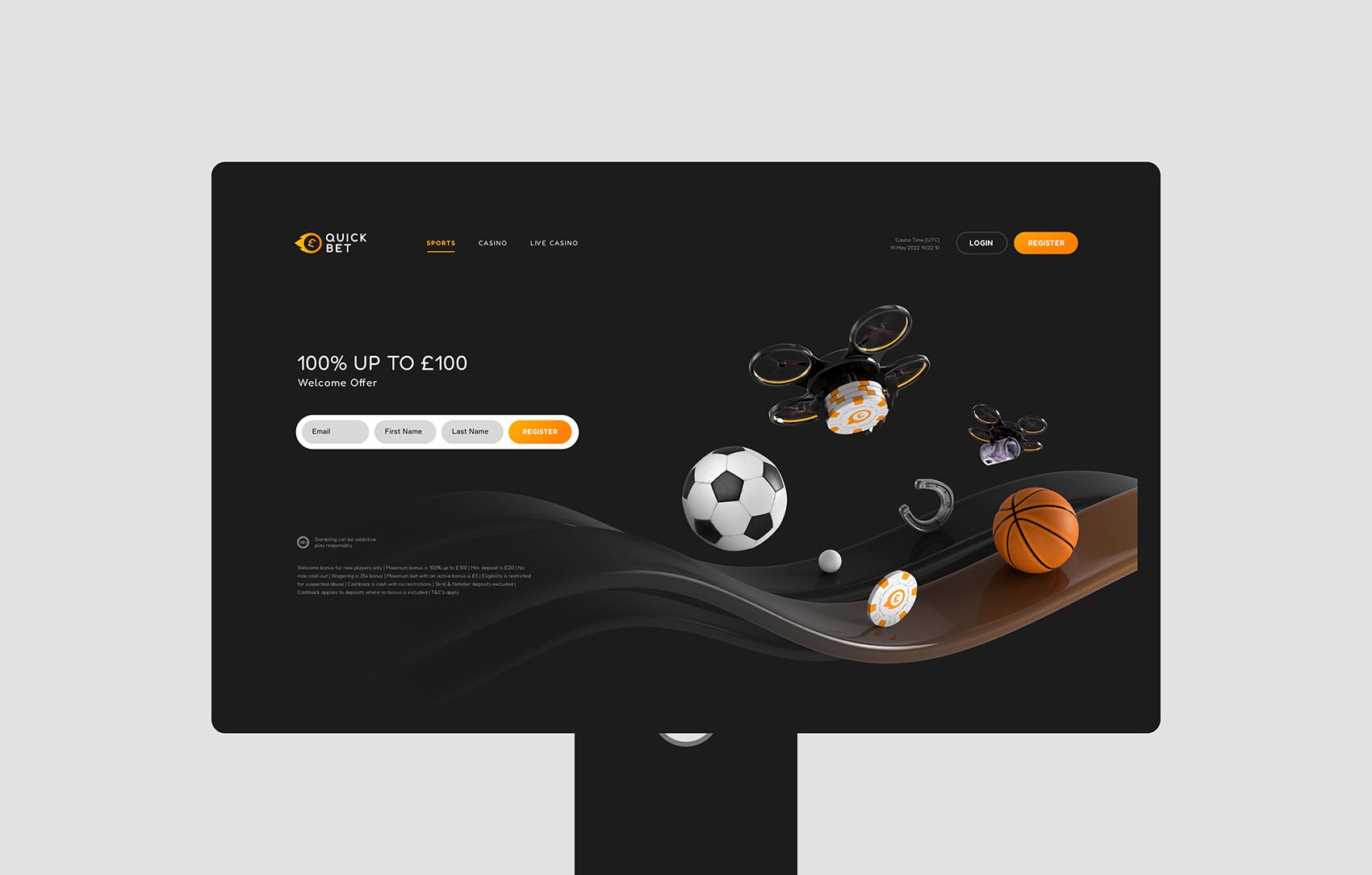 QuickBet.com web design opening page