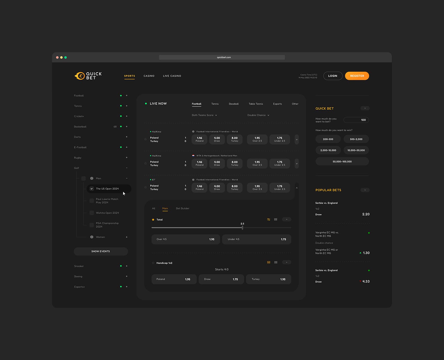 QuickBet.com sportsbook user interface